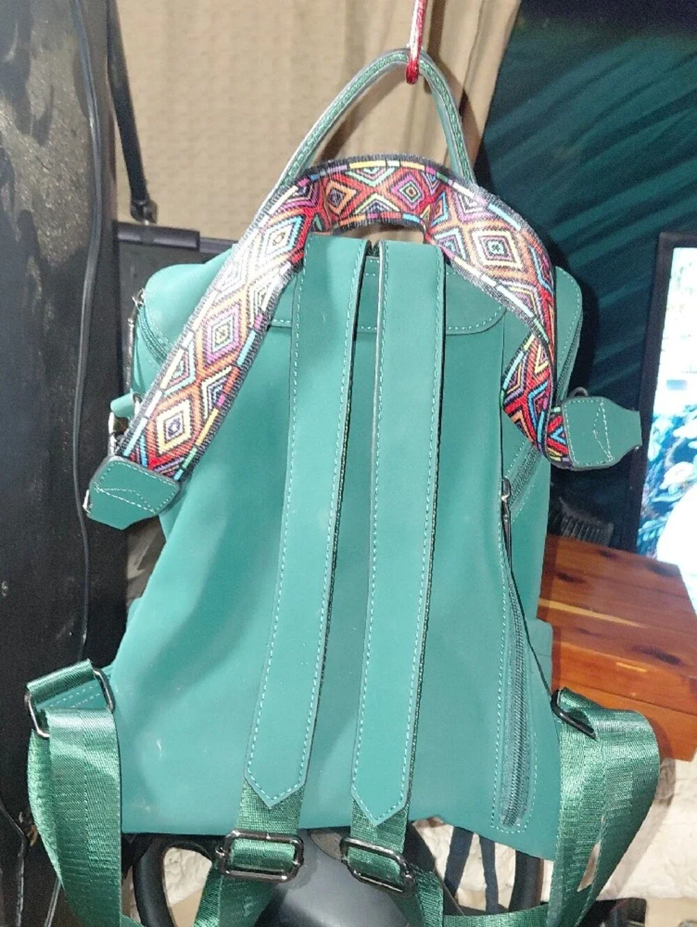 Teal Women’s Backpack Purse with Tassel